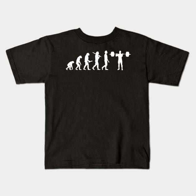 Funny Weightlifting Evolution Gift For Weightlifters Kids T-Shirt by OceanRadar